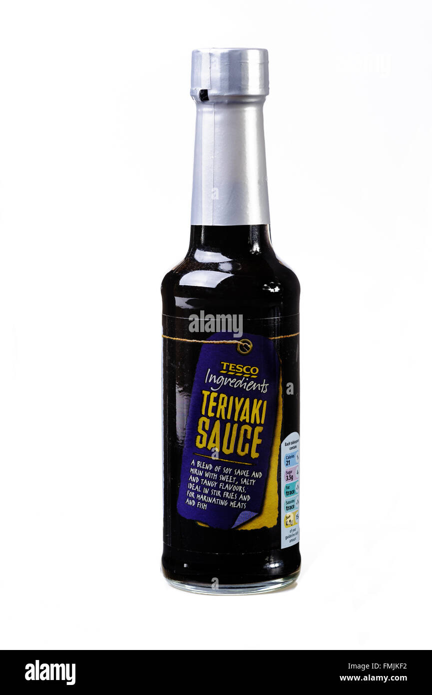 Bottle of Tesco Teriyaki Sauce. Stock Photo