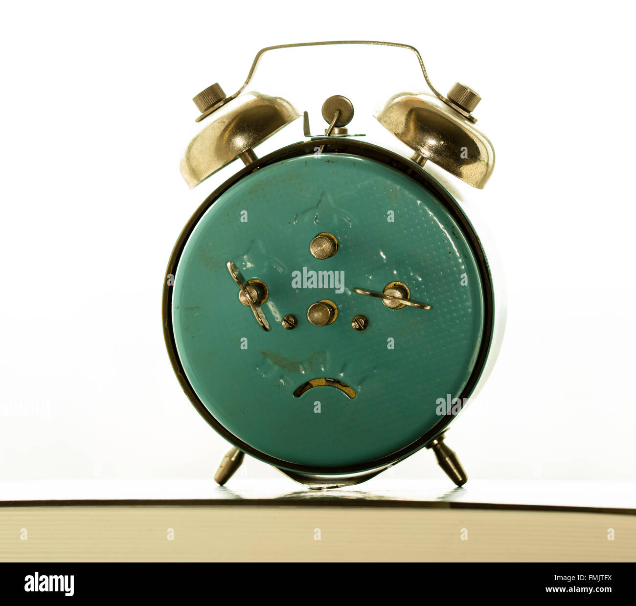 vintage mechanical alarm clock, old bracket clock Stock Photo Alamy