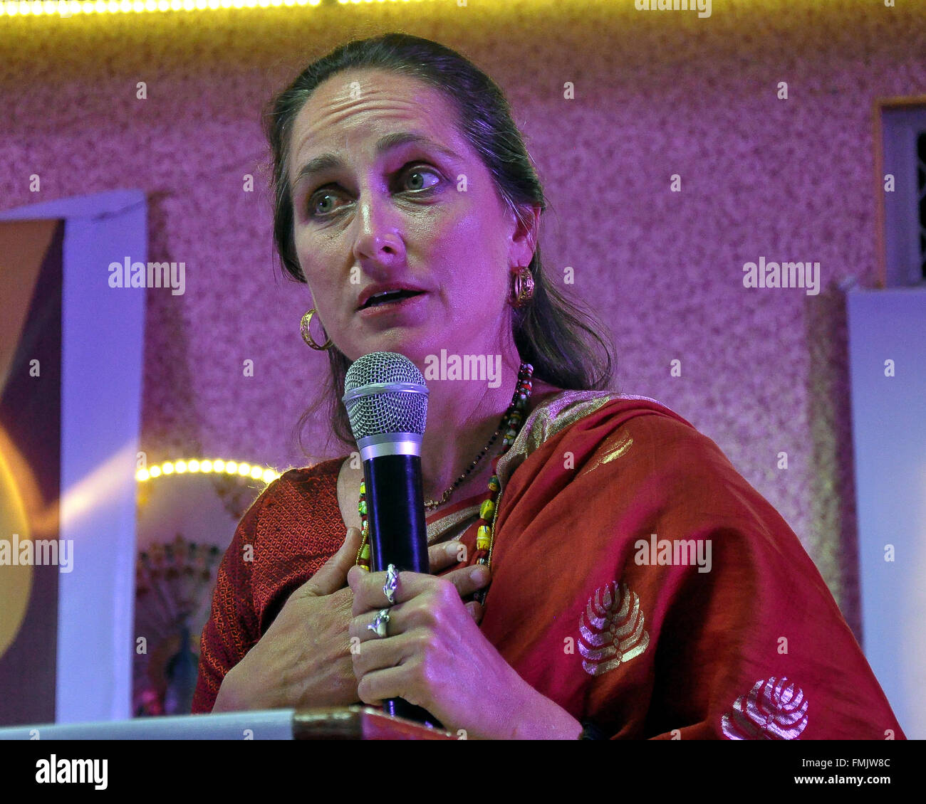 Bikaner, India. 12th Mar, 2016. Theater artist Sanjana Kapoor at the inauguration of three-day National Theater Festival in Bikaner, India. © Dinesh Gupta/Pacific Press/Alamy Live News Stock Photo