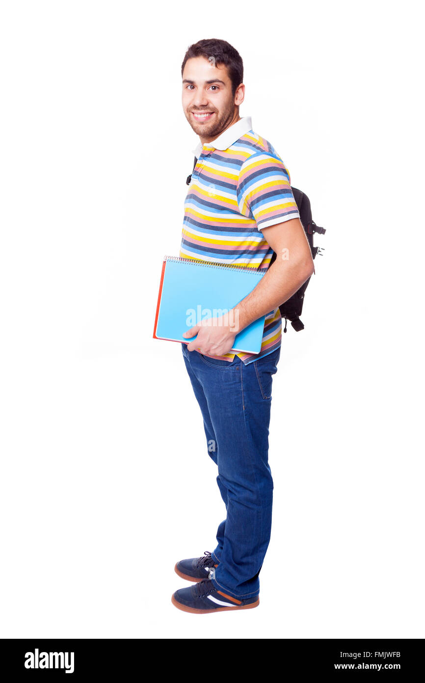 Smiling male student standing over white background Stock Photo - Alamy