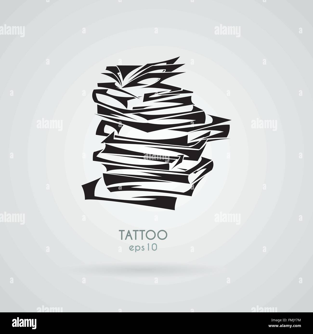 Vector Illustration With A Stack Of Books Textbooks And Magazines In The Style Of Tribal Tattoos Stock Vector Image Art Alamy