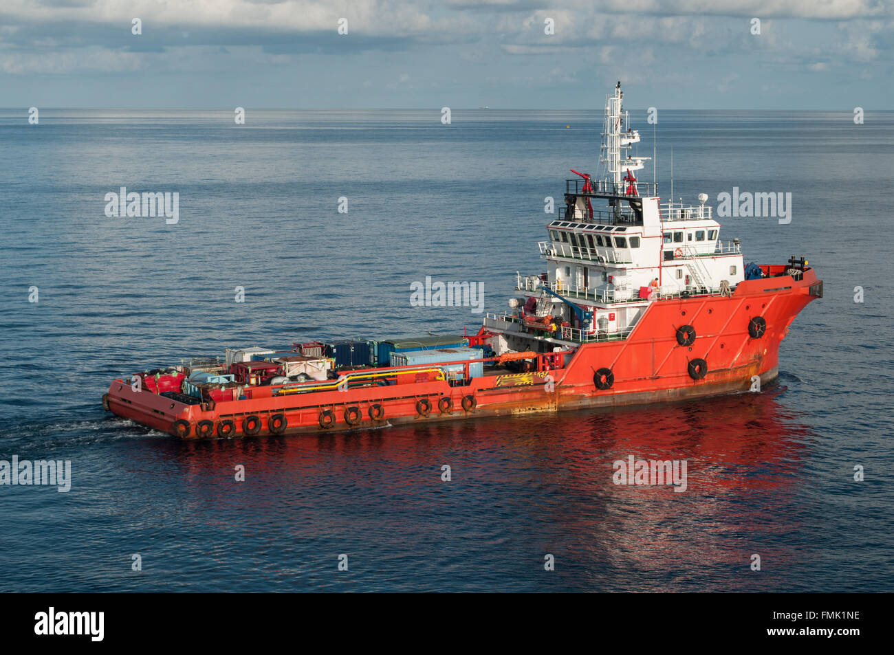 supply boat around offshore rig Stock Photo Alamy