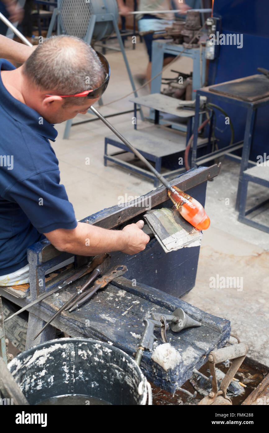 Glass worker , Mdina Glass, Malta Stock Photo Alamy