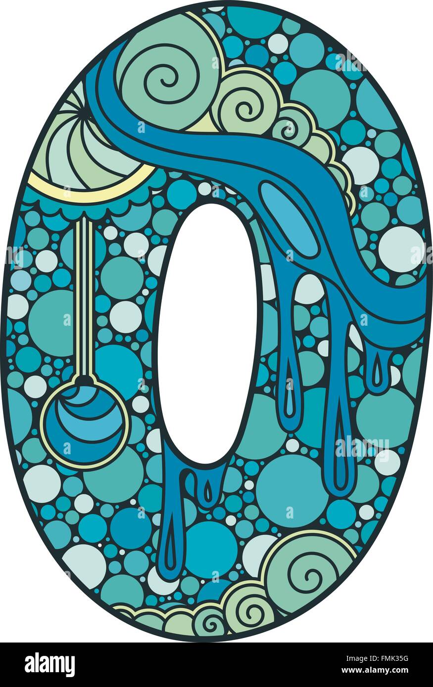 Zentangle number. Vector decorative number. Stock Vector