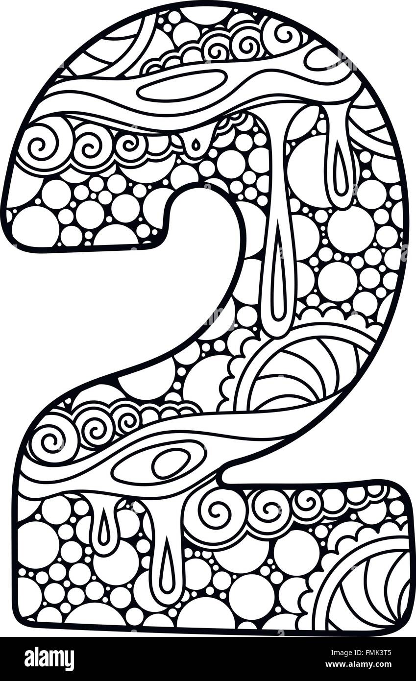 Zentangle number. Vector decorative number. Stock Vector