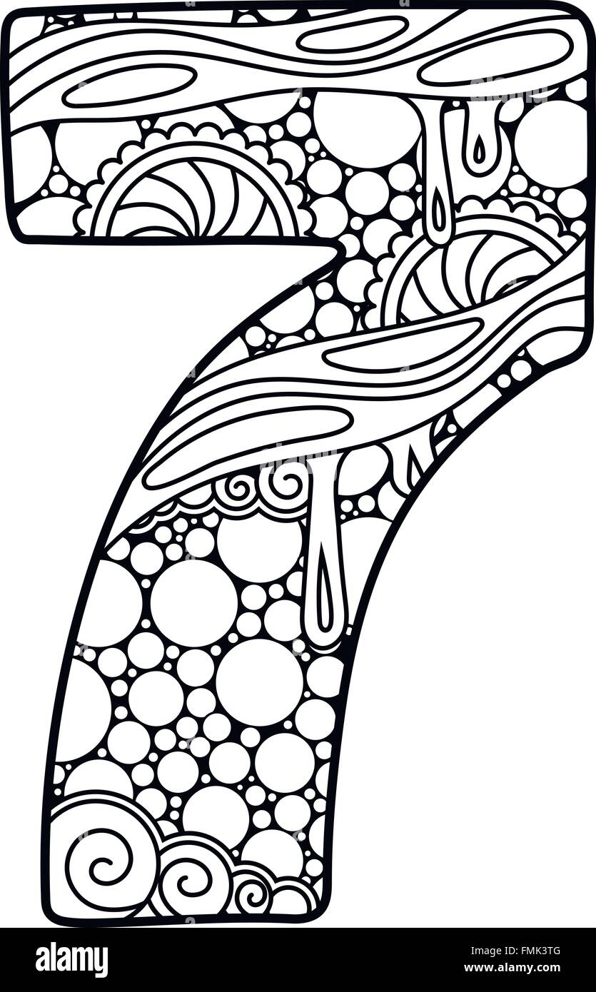 Zentangle number. Vector decorative number. Stock Vector