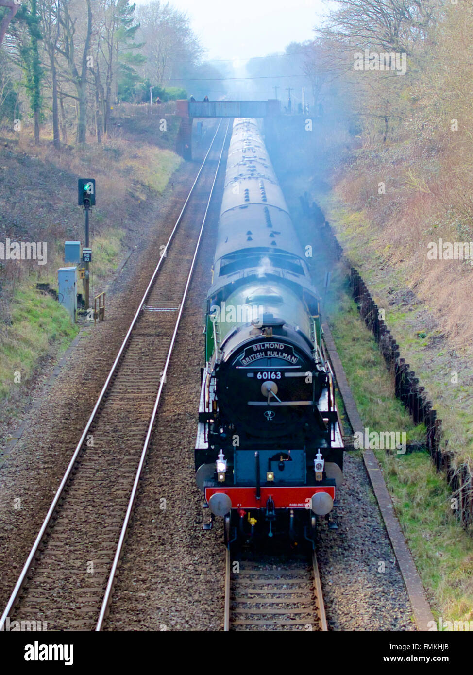 Reigate, Surrey, UK. 12th March, 2016. The Belmond British Pullman Tornado Steam Train LNER A1 Class 4-6-2 no 60163 'Tornado' steams through the Surrey Hills at Reigate, Surrey. 1504hrs Saturday 12th March 2016 en route to London Victoria. Photo: Credit: Lindsay Constable / Alamy Live News Stock Photo