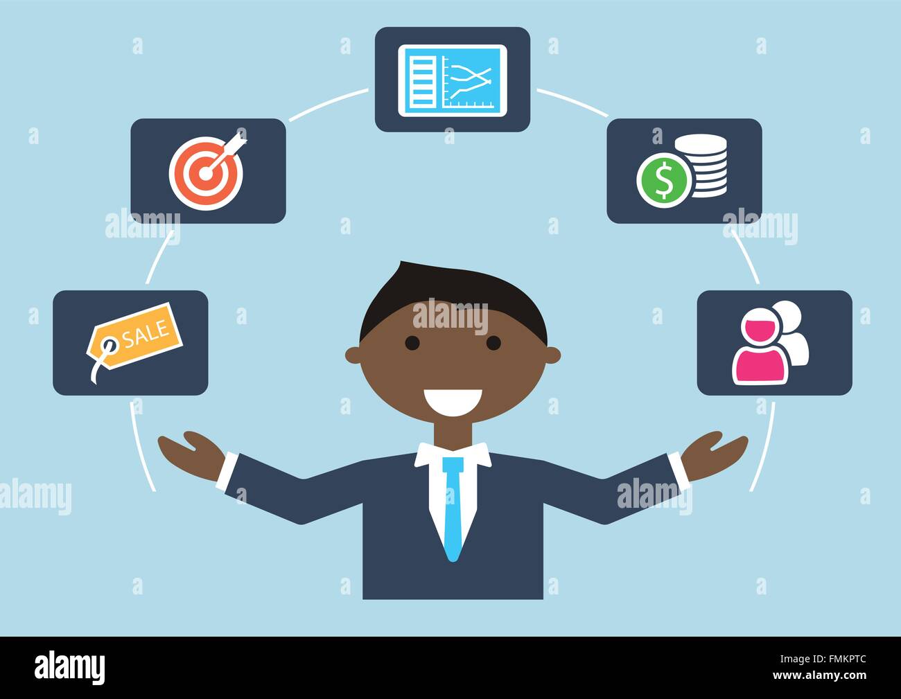 People at work: vector illustration of sales expert or sales manager Stock Vector