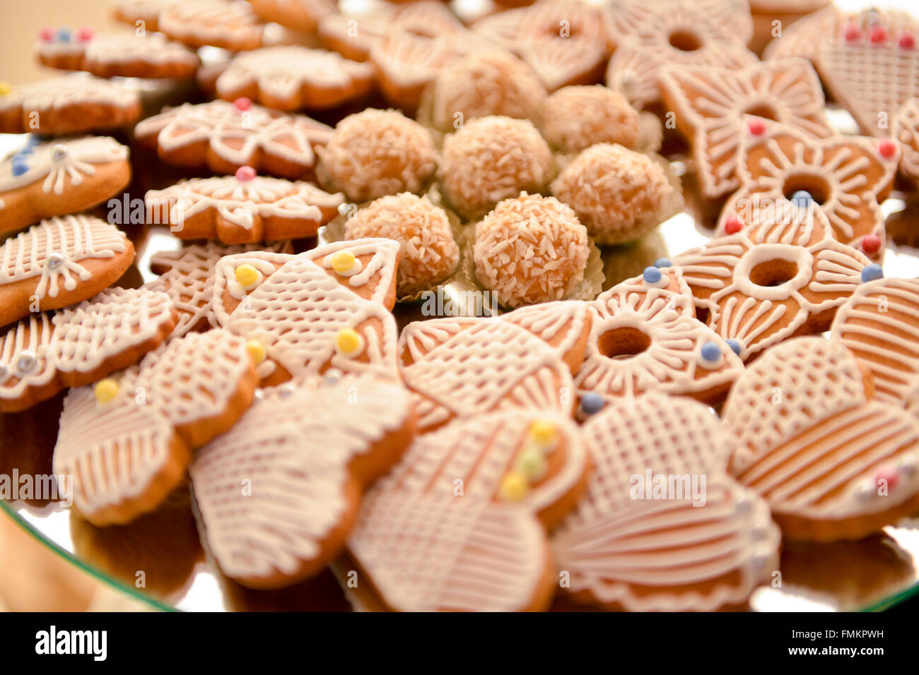 Lots of decorated cookies Stock Photo