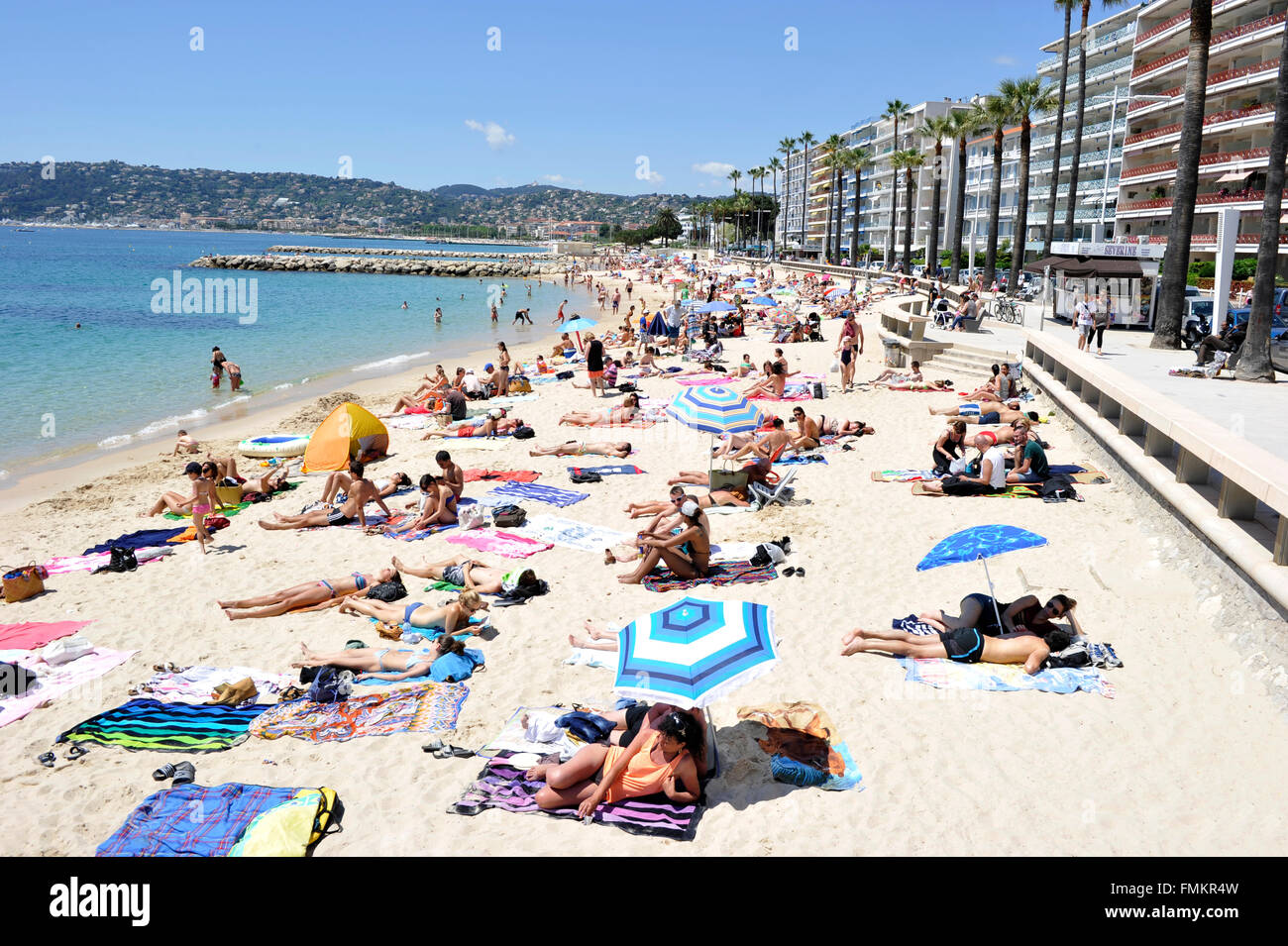 Beach of Juan les Pins, french riviera, France Stock Photo - Alamy