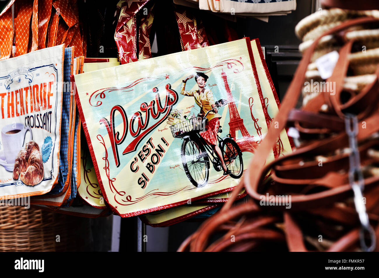 Paris, c'est si bon bag, souvenir shop, Paris Stock Photo
