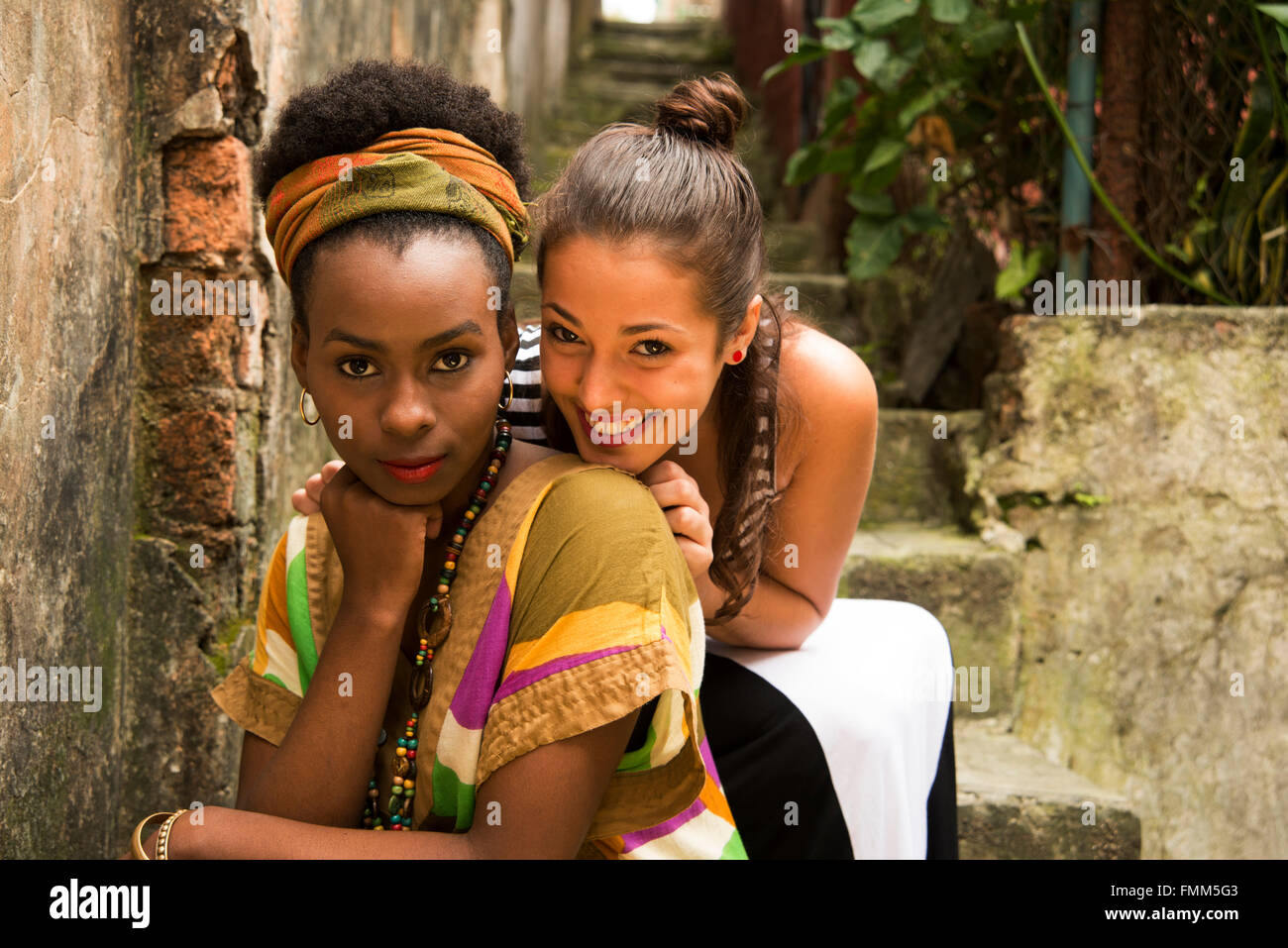 Portrait of two young women Stock Photo - Alamy