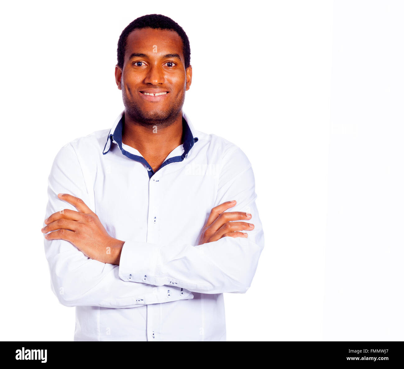 Portrait of a handsome smiling black man on white background Stock ...