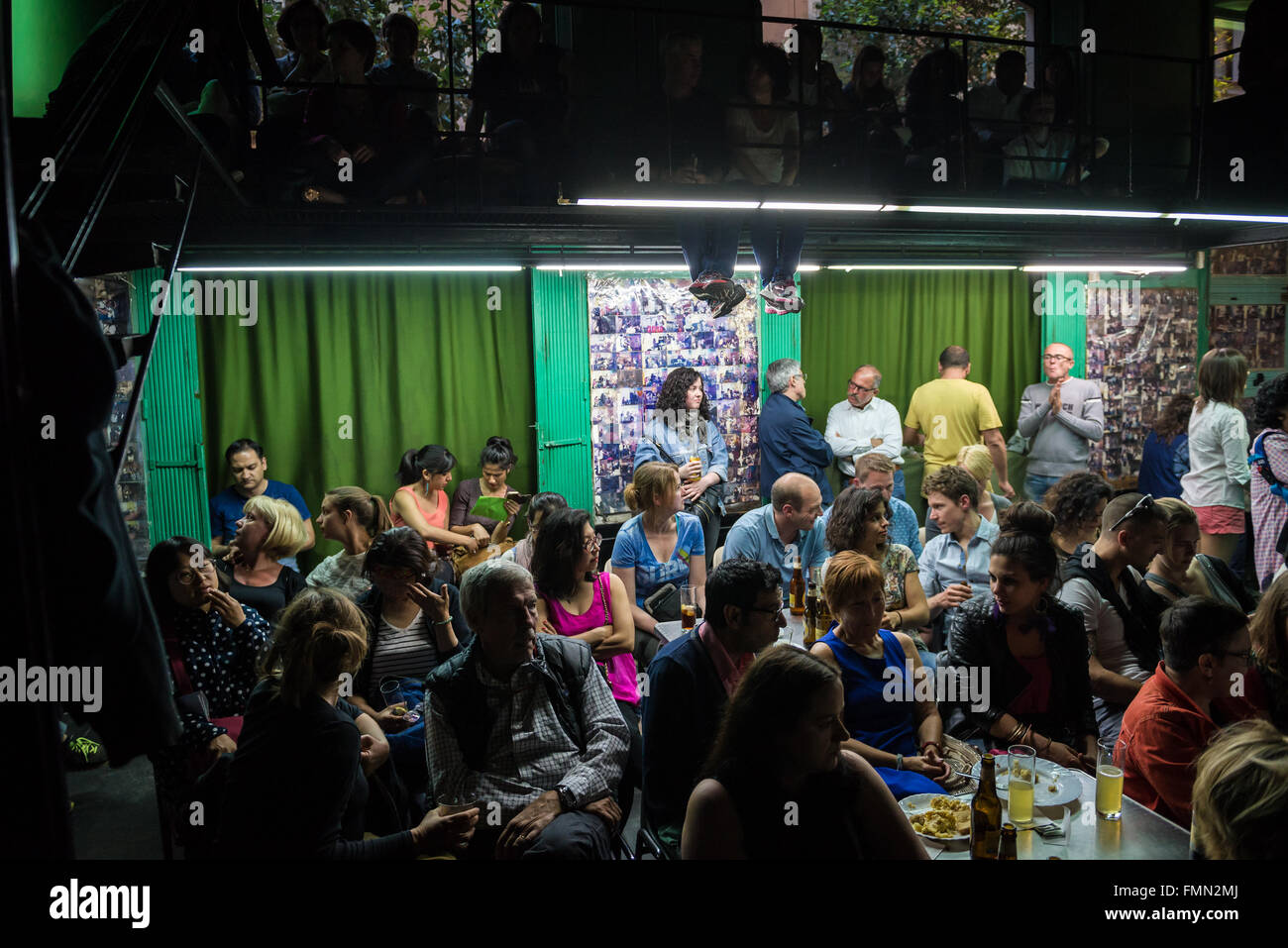 People in Jazz Si Club drugin Flamenco evening in Barcelona, Spain Stock Photo