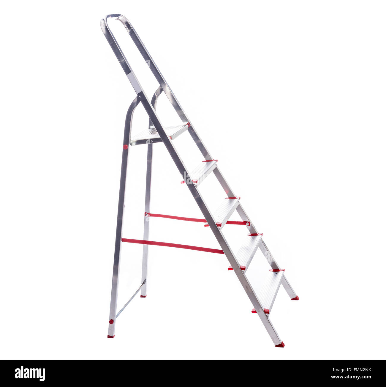 Aluminum ladder isolated on white background Stock Photo