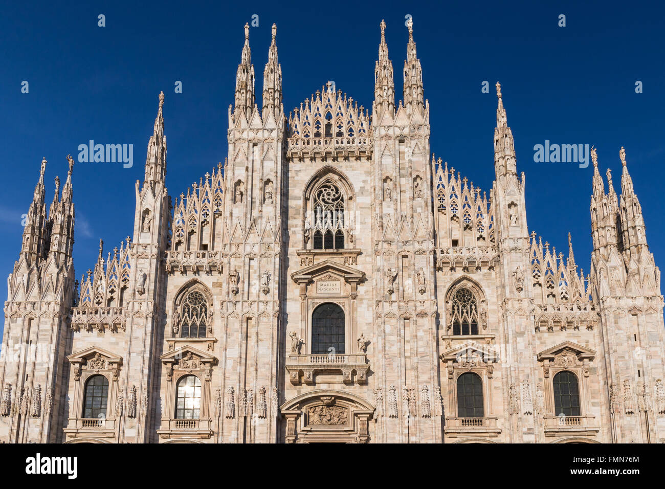 Duomo Cathedral of Milan Italy - roof detail spiers Stock Photo