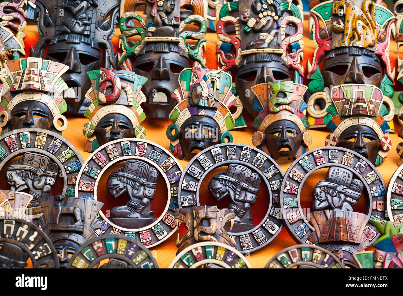 Handmade souvenir masks, Mexico Stock Photo Alamy