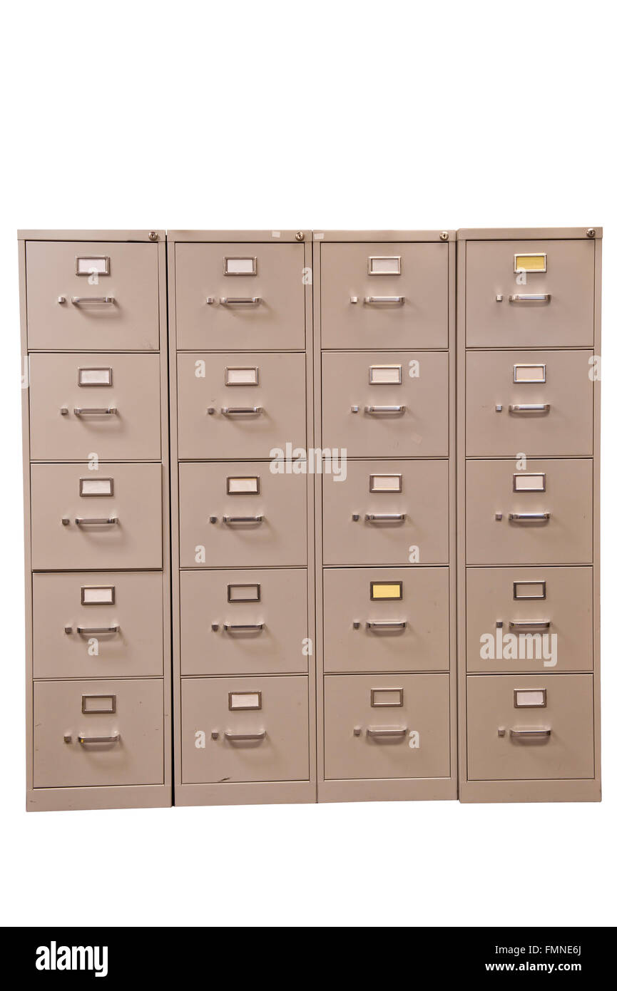 Set of used File Cabinets Stock Photo