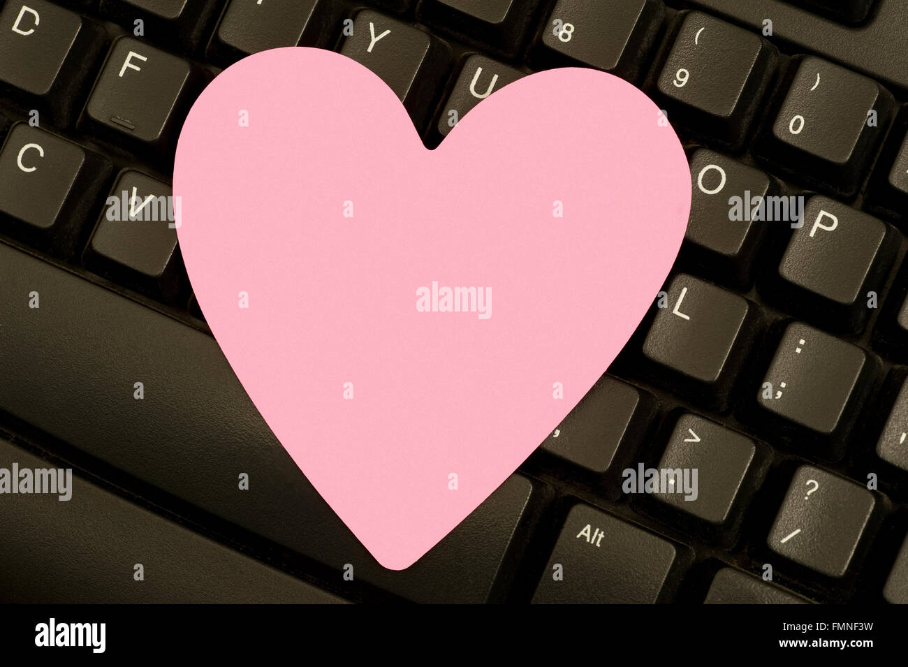 Valentine Posted on Keyboard Stock Photo