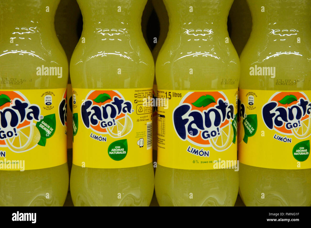 Fanta is a global brand of fruit-flavored carbonated soft drinks created by The Coca-Cola Company Stock Photo