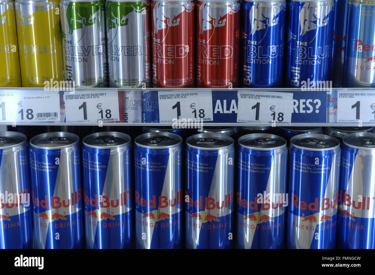 Red Bull is an energy drink sold by Austrian company Red Bull GmbH, created  in 1987 Stock Photo - Alamy