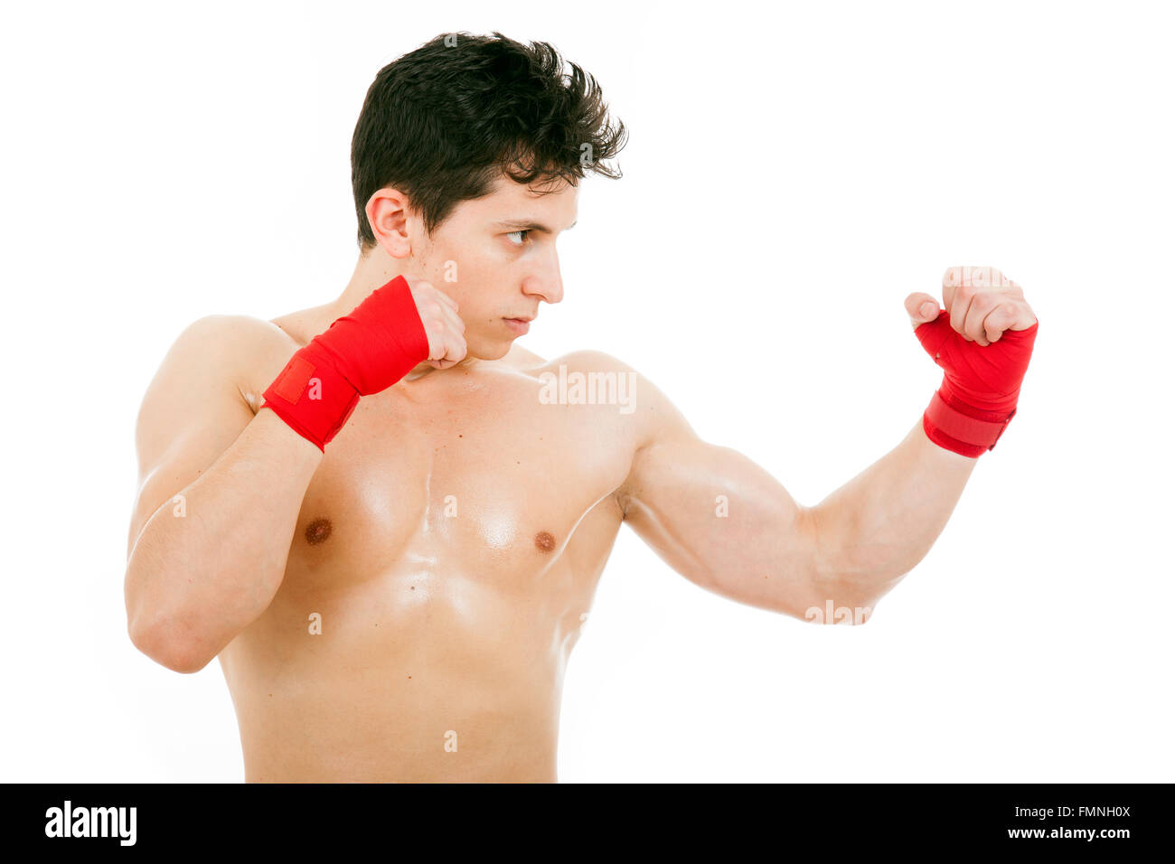 Young MMA fighter, isolated on white Stock Photo