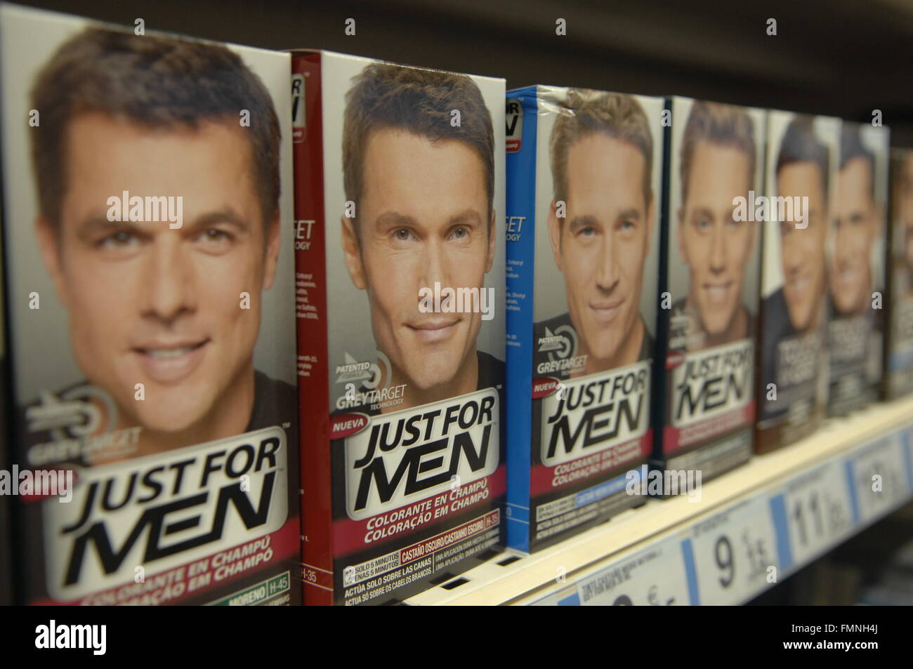 A Side On Picture Of Mens Hair Dye Just For Men Stock Photo