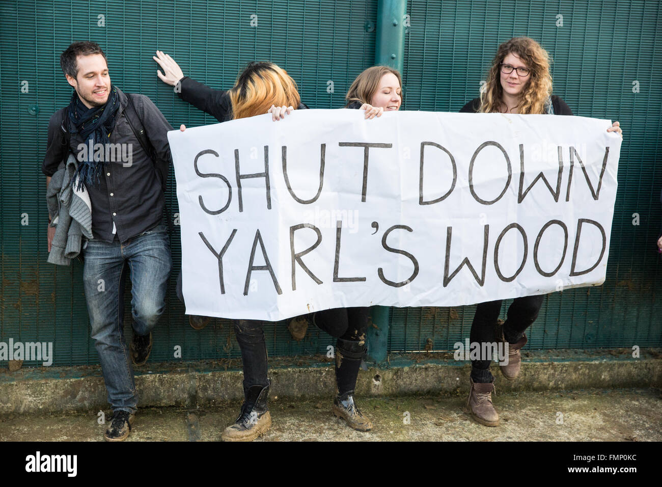 Milton Ernest, UK. 12th March, 2016. Campaigners against immigration detention call for the closure of  Yarl’s Wood Immigration Removal Centre in Bedfordshire. Credit:  Mark Kerrison/Alamy Live News Stock Photo