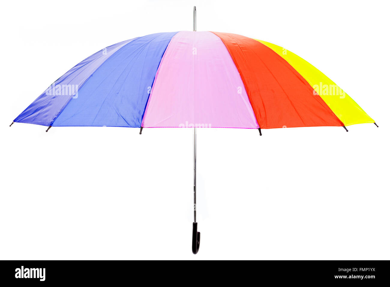 Big multicolored umbrella isolated on white background Stock Photo - Alamy