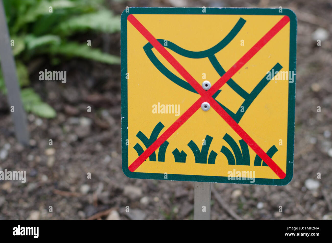 do not step on the grass symbol Stock Photo