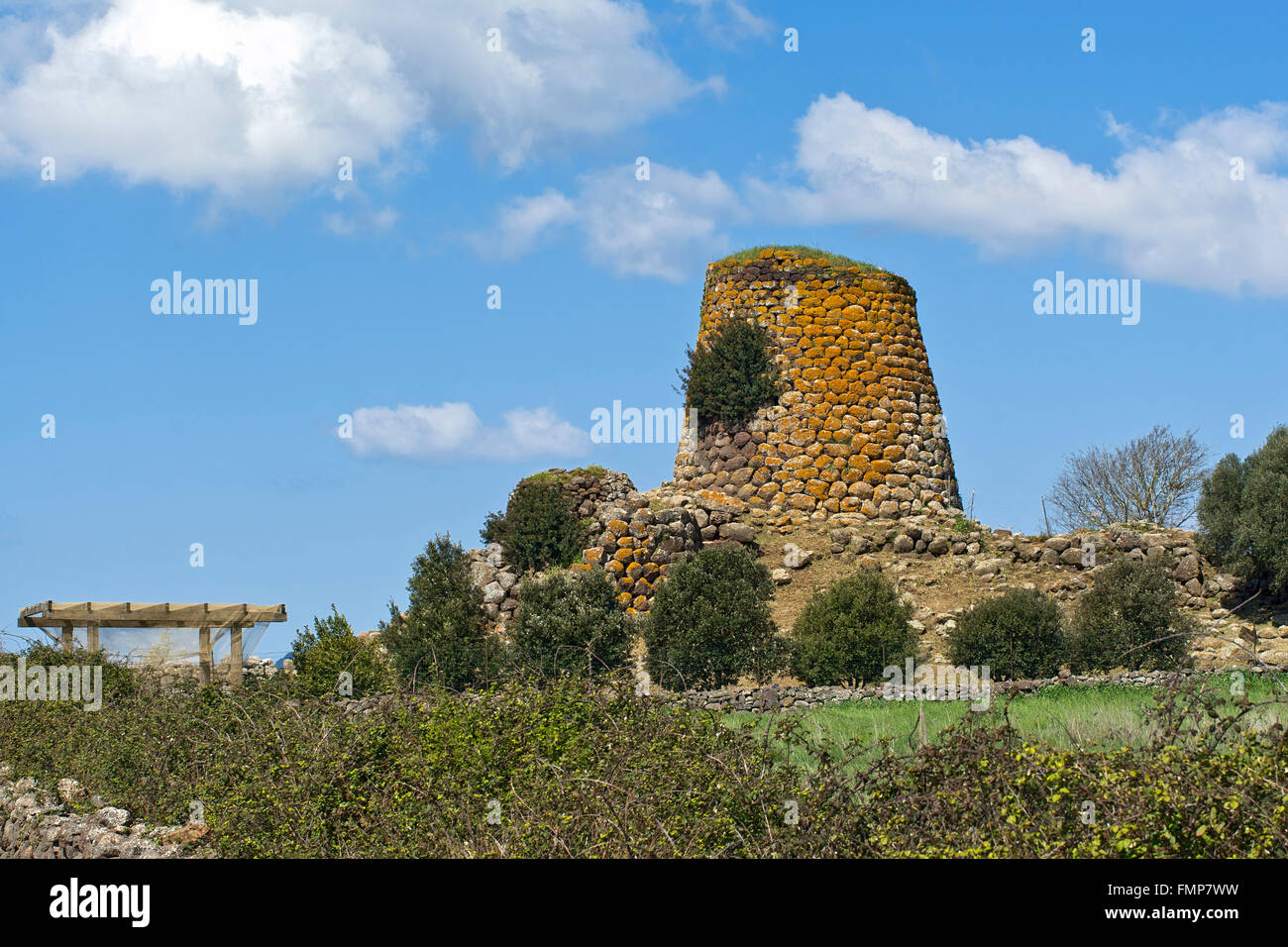 Nuraghi tower datim from the Bonnara civilisation, Suni, Sardinia, Italy Stock Photo