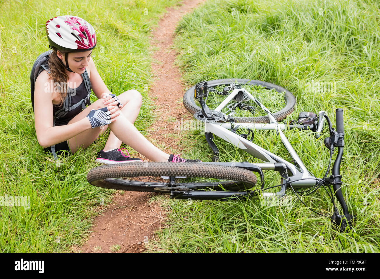 Woman Hurting Her Leg Stock Photo Alamy woman-hurting-her-leg-stock-photo-alamy