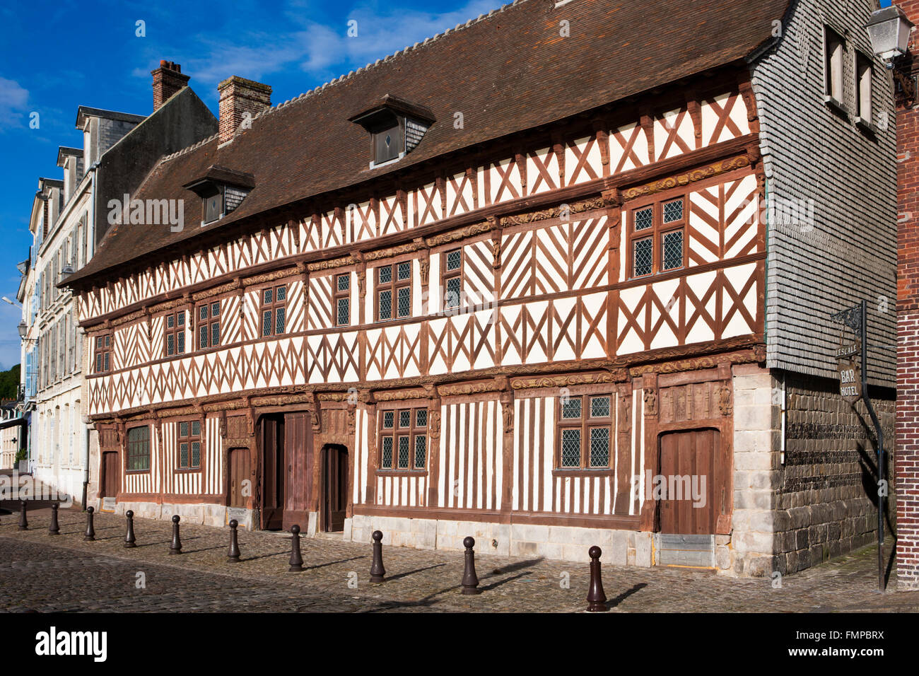 Tudor style house Maison Henri IV in Saint-Valery-en-Caux, Département Seine-Maritime, Normandy, France Stock Photo
