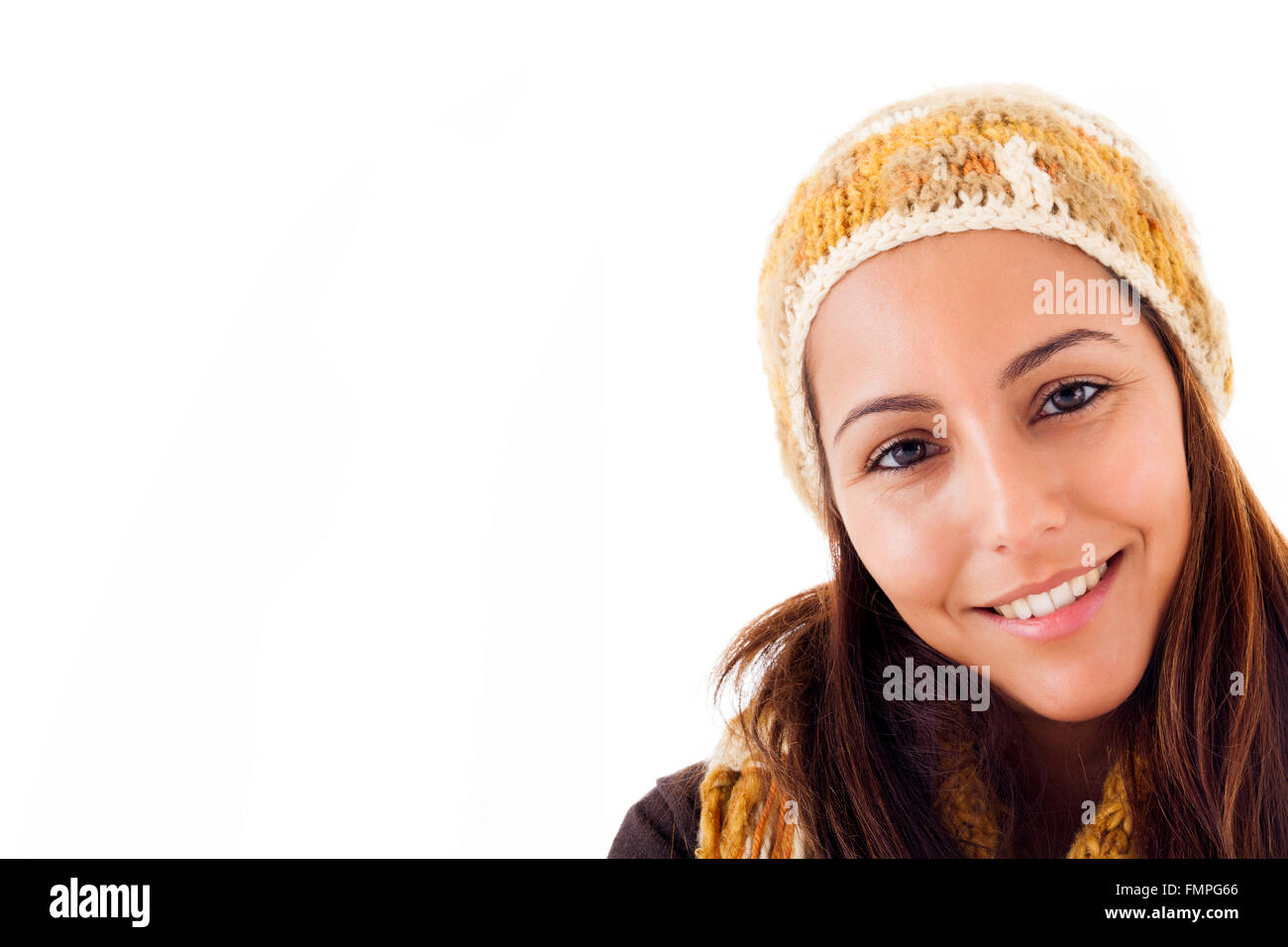 Young beautiful smiling woman on white background Stock Photo - Alamy