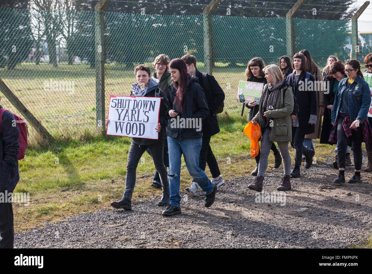 Milton Ernest, UK. 12th March, 2016. Campaigners against immigration detention call for the closure of Yarl’s Wood Immigration Removal Centre in Bedfordshire. Credit:  Mark Kerrison/Alamy Live News Stock Photo