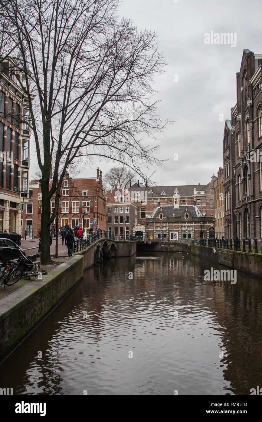 View of one of the canals of Amsterdam. Stock Photo