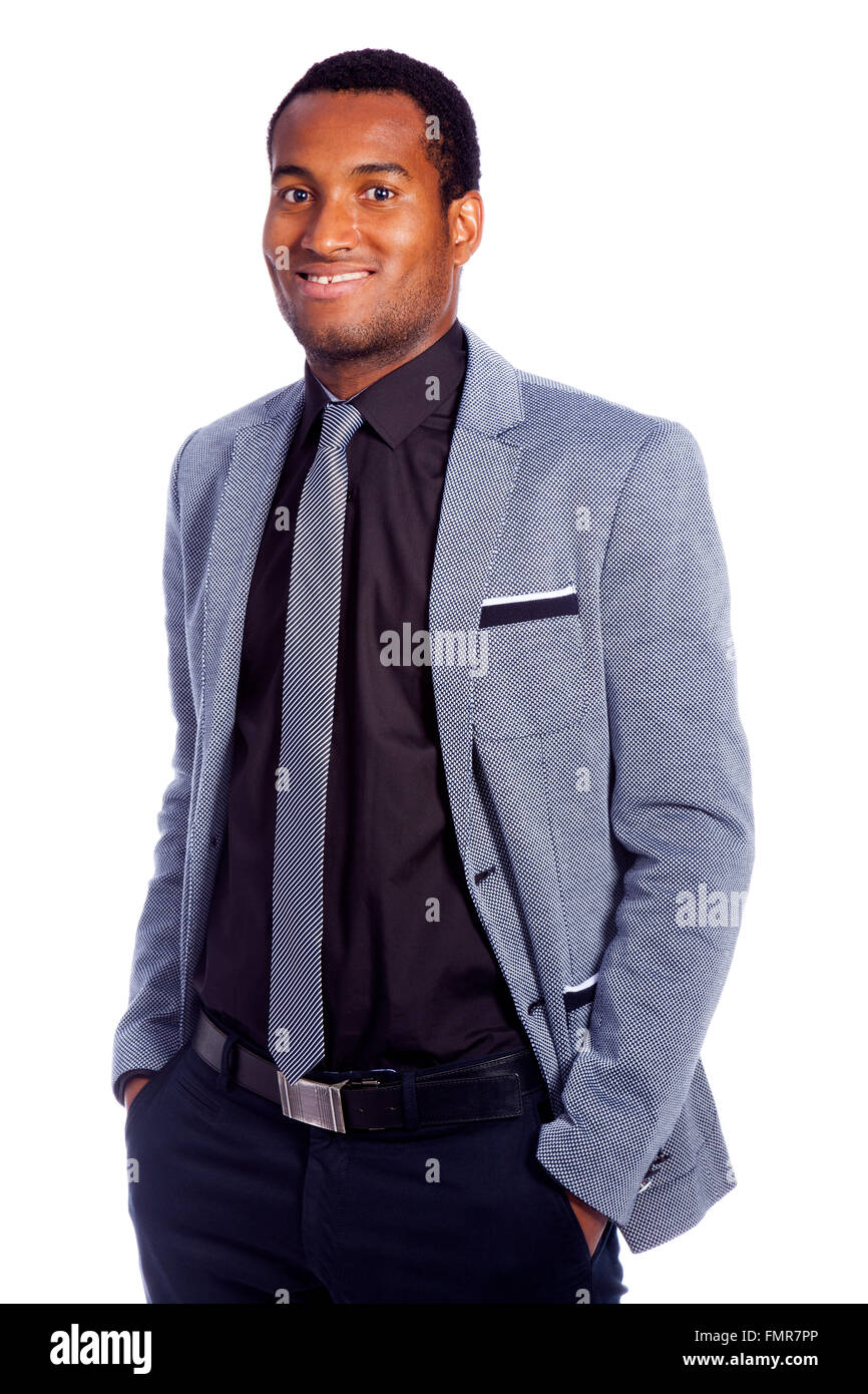 Good looking of a african american businessman, isolated on white Stock Photo