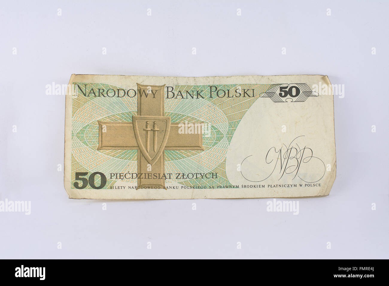 Old Vintage Polish Back of Banknote 50 Zlotys Stock Photo - Alamy