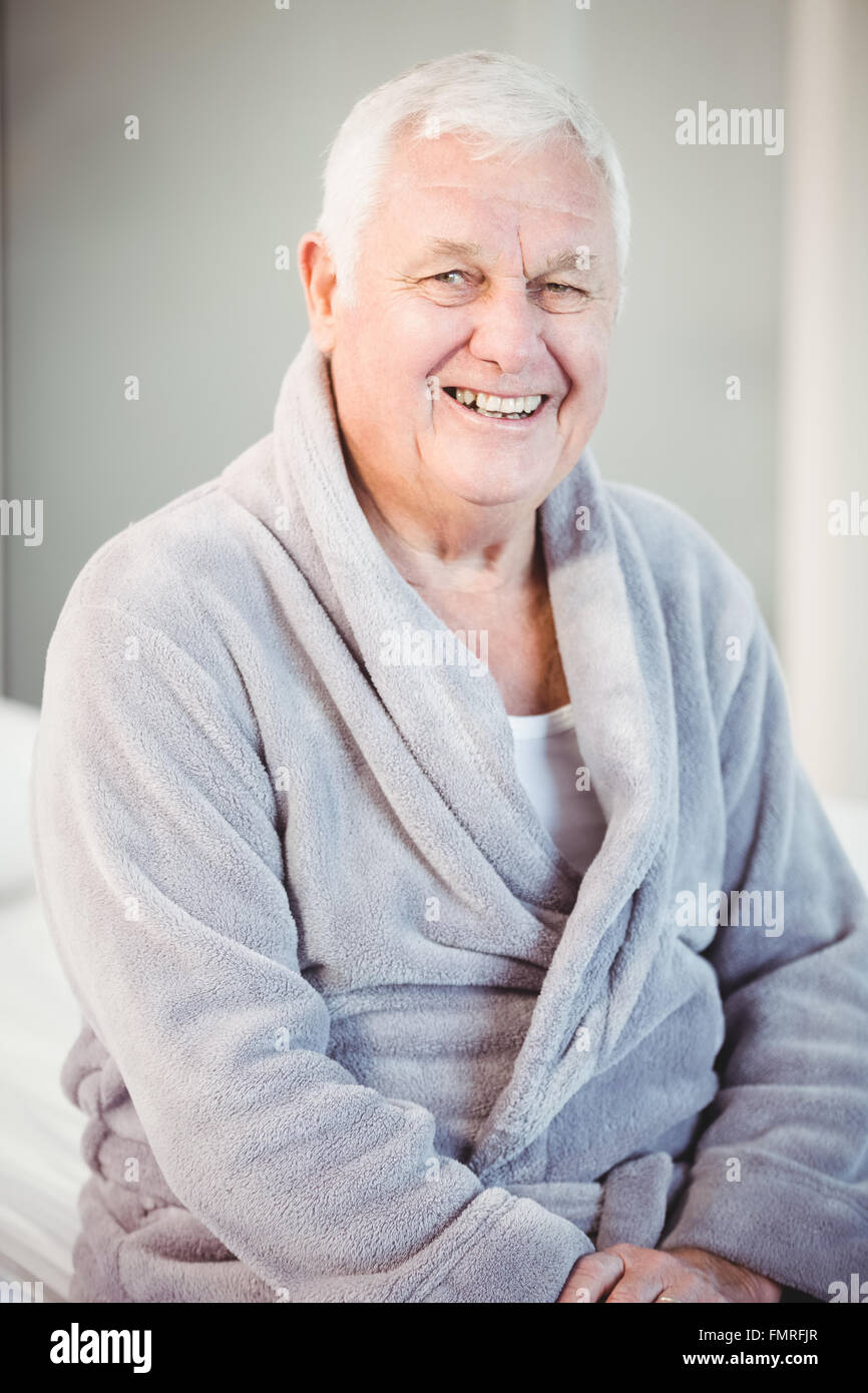 man wearing bathrobe