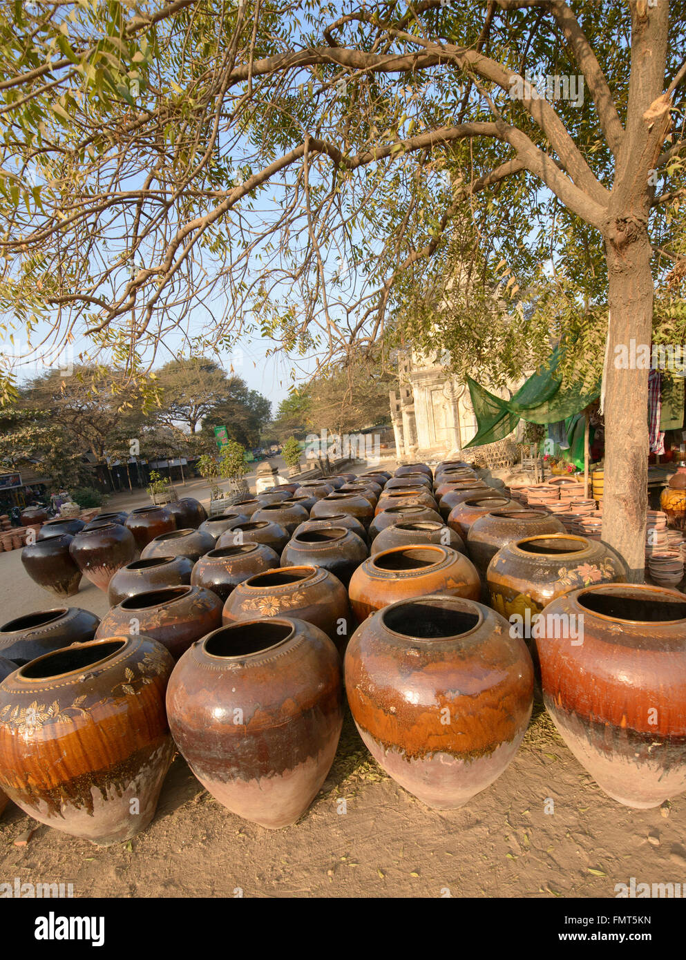 Giant ceramic pots, Bagan, Myanmar Stock Photo