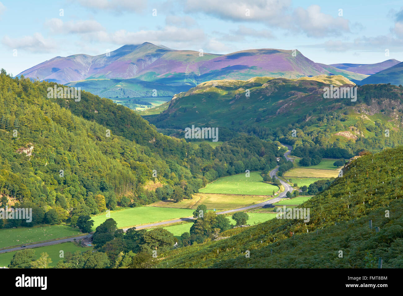View across Legburthwaite to St Johns in the Dale and Skiddaw Beyond - Lake District, UK Stock Photo