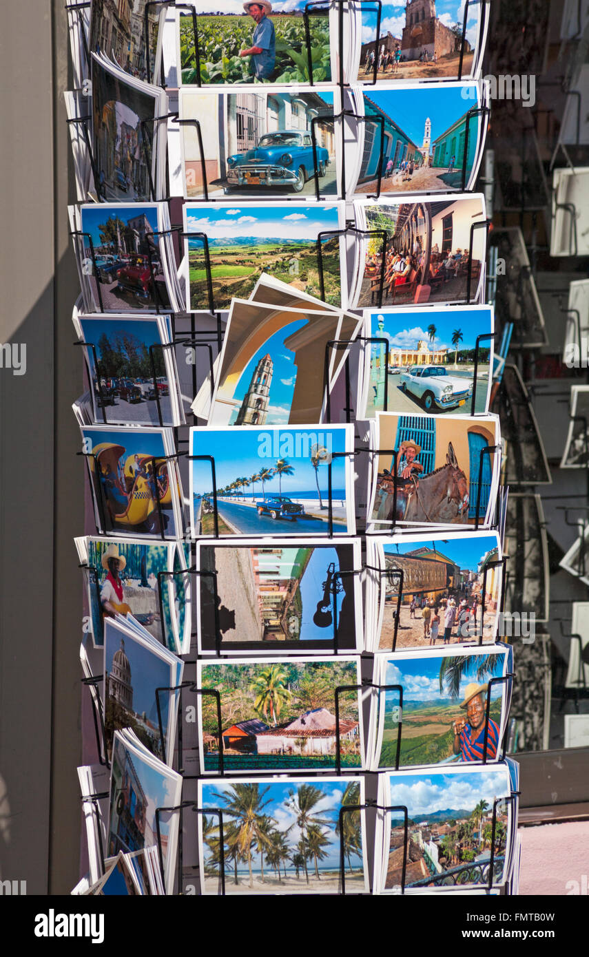 postcards in rack for sale at Trinidad, Cuba, West Indies, Caribbean