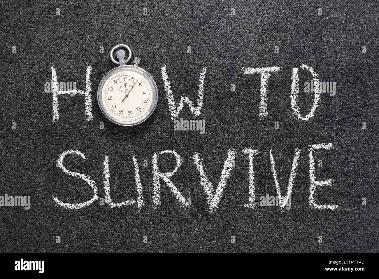 How To Survive Phrase Handwritten On Chalkboard With Vintage Precise 