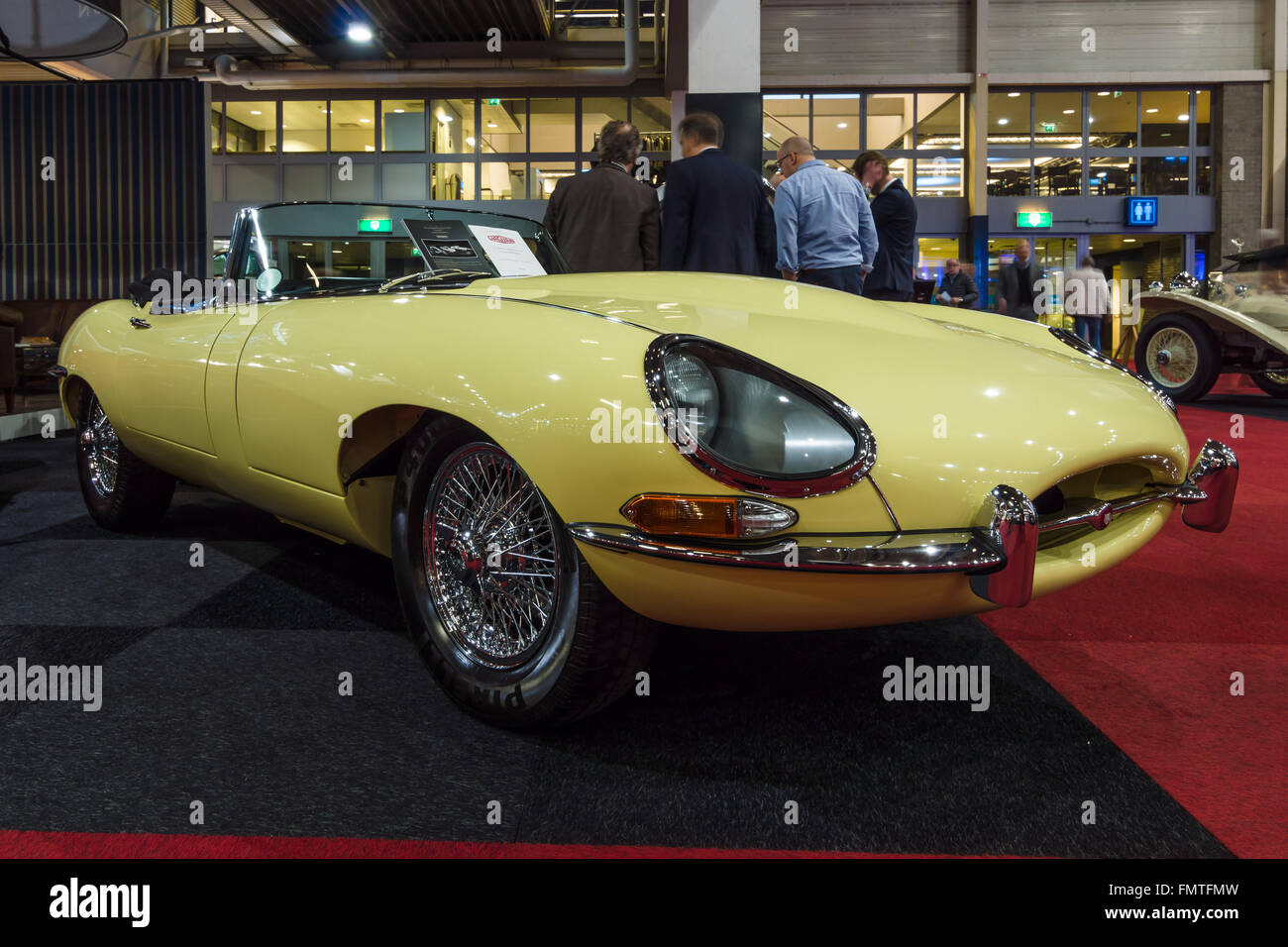 A sports car Jaguar E-Type Series 1 convertible, 1964. Stock Photo