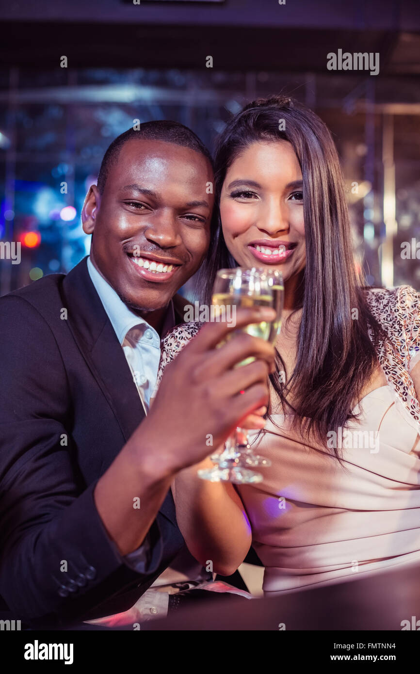 Couple toasting with champagne Stock Photo Alamy