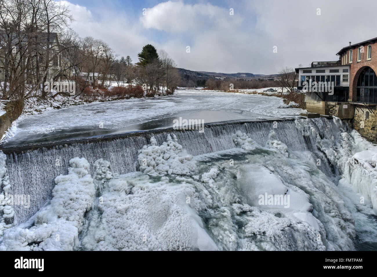 Quechee River Park Vermont during the winter. Stock Photo