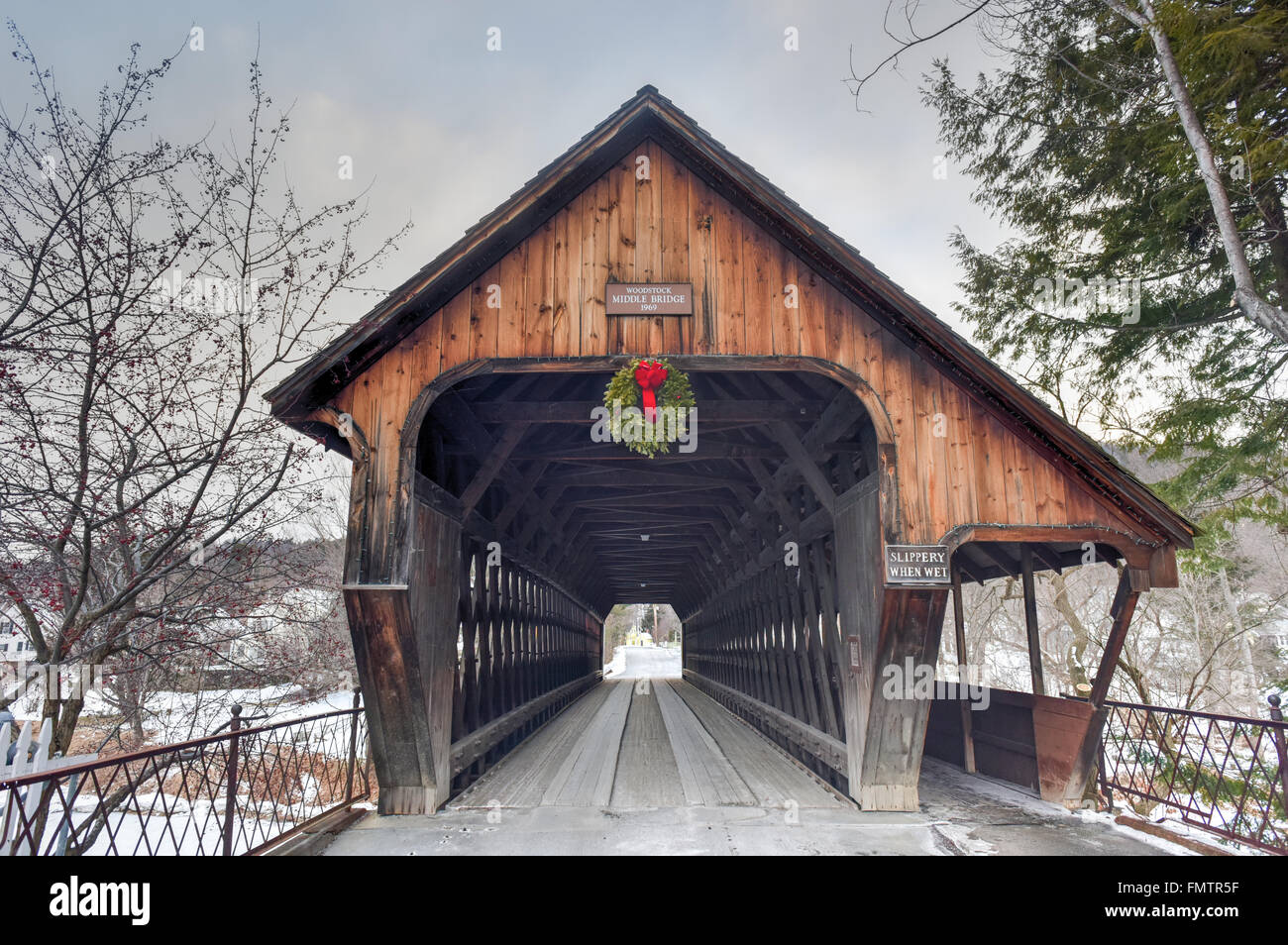Middle Covered Bridge in Woodstock, Vermont Stock Photo - Alamy