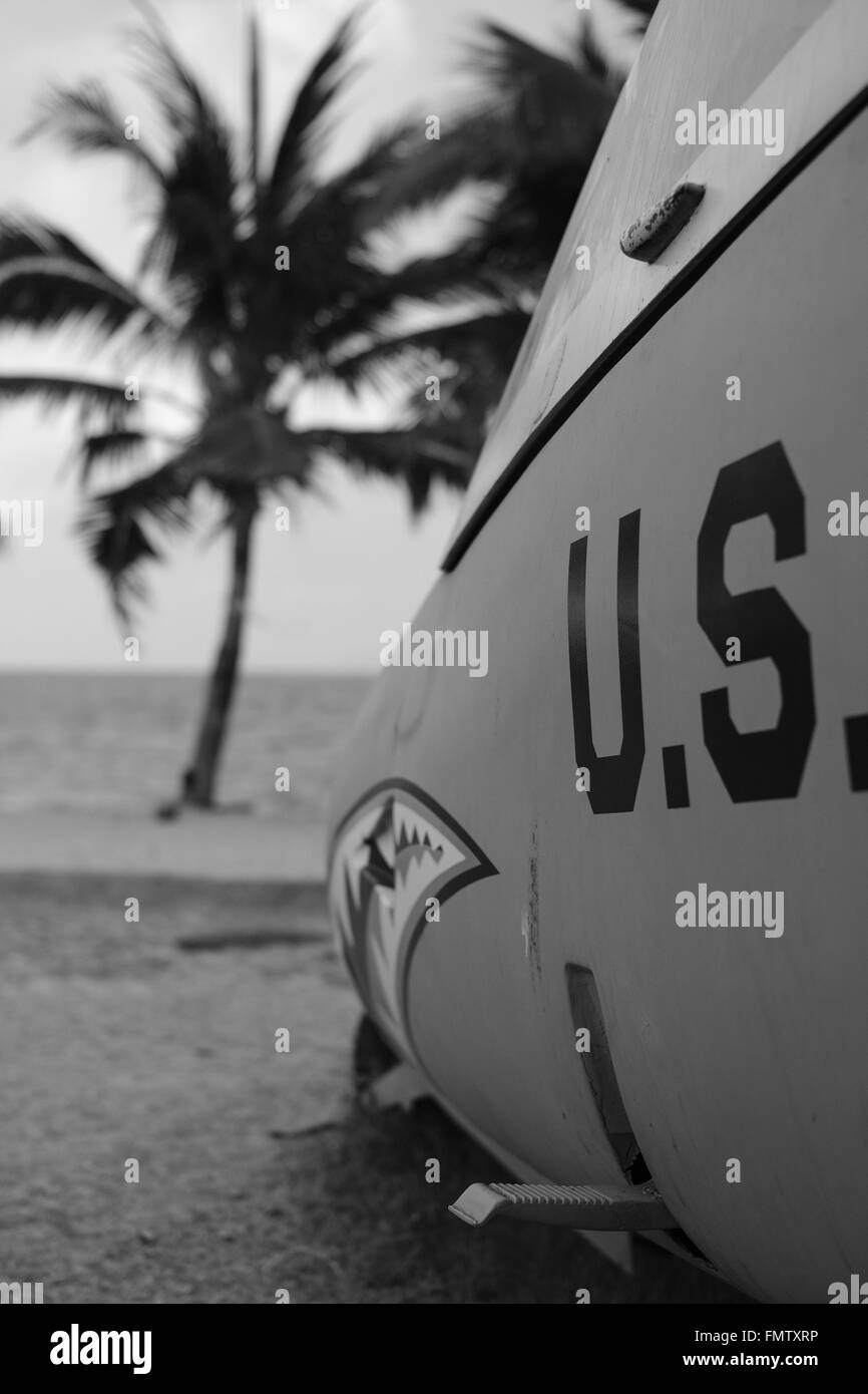 Beach scenes in Thailand SE Asia. Beach resort with old US army plane. Stock Photo
