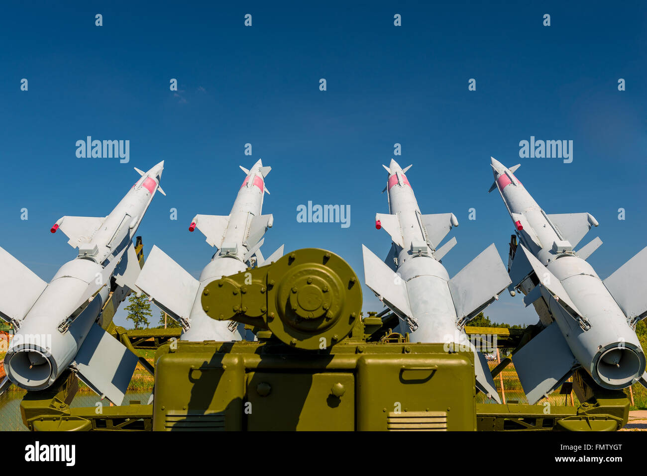 anti-aircraft missile system S-125 aimed at the sky Stock Photo