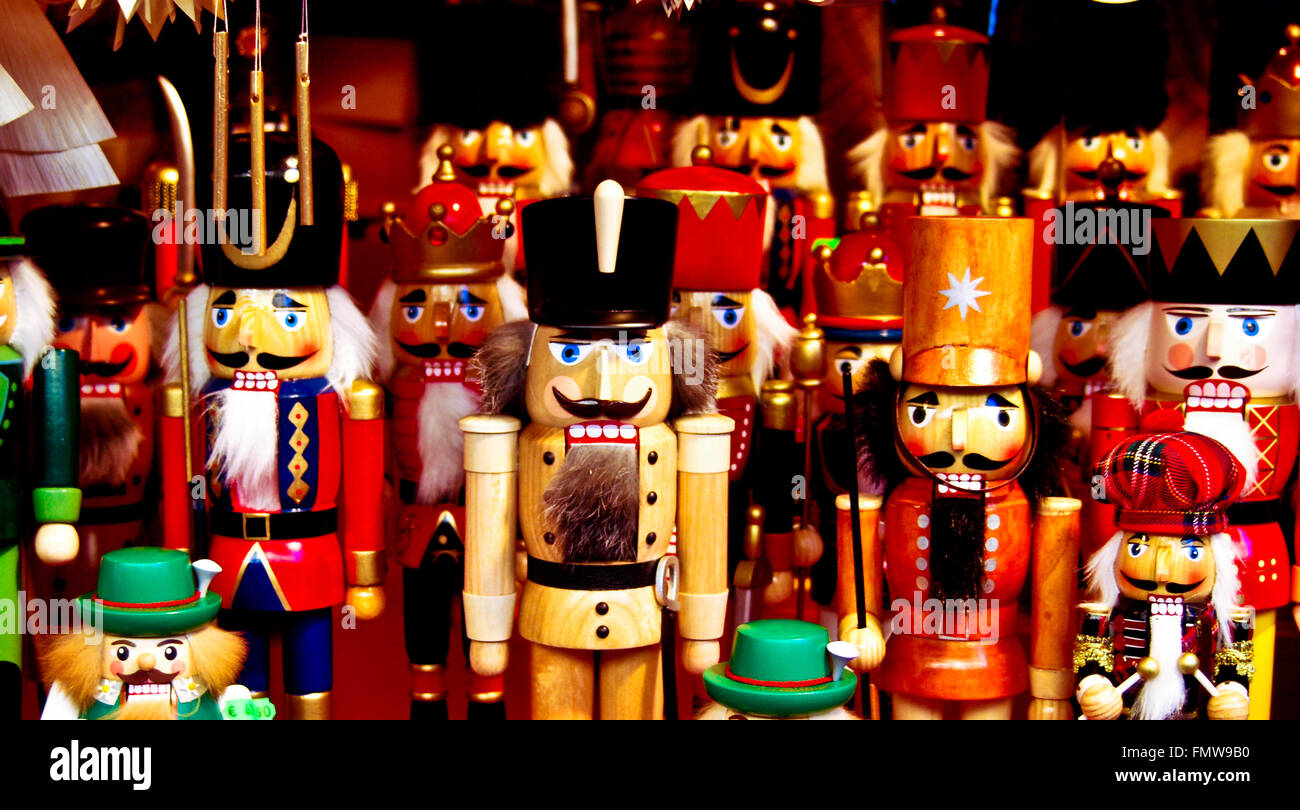 Nutcrackers for sale in a christmas market Stock Photo Alamy